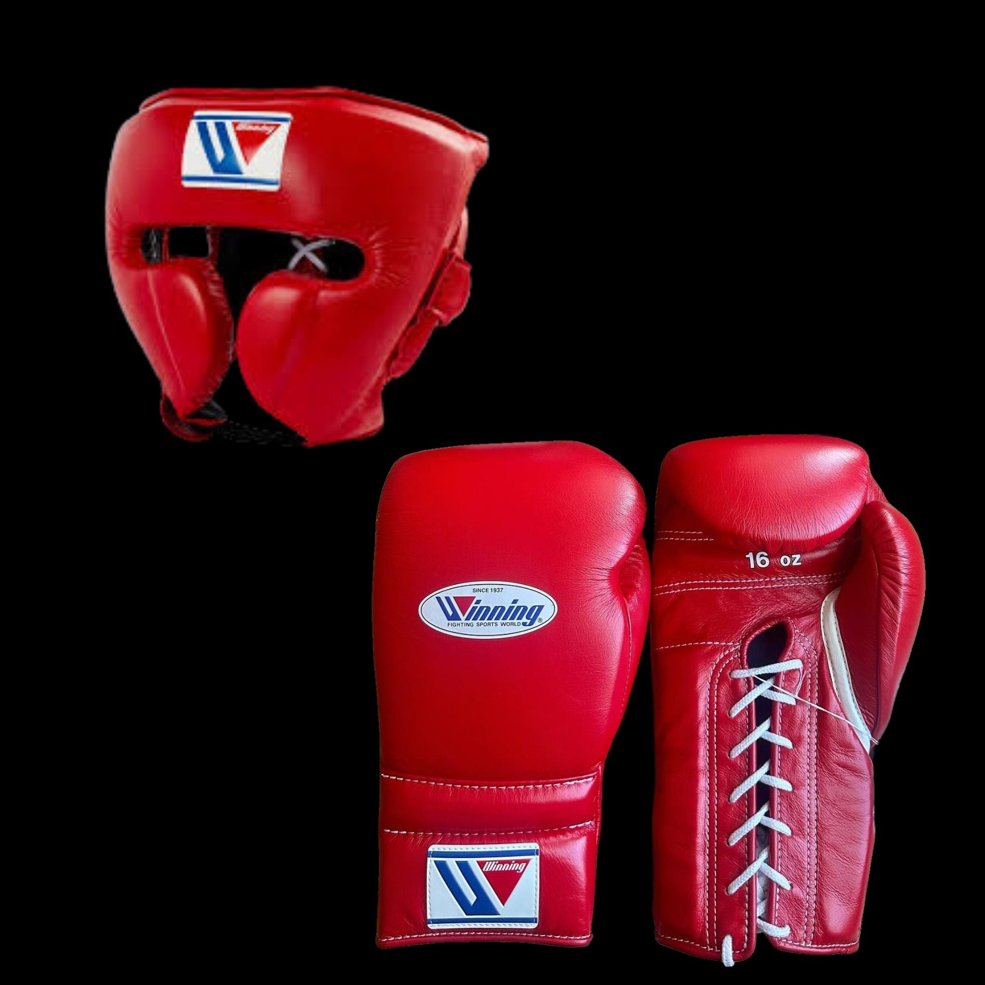 Red Winning Boxing Gloves set, Winning Boxing Glove winning head guard, winning boxing set Winning Lace up Boxing Glove set, Boxing Glove set, Winning boxing gear set, PF Fitness Gear, Winning set